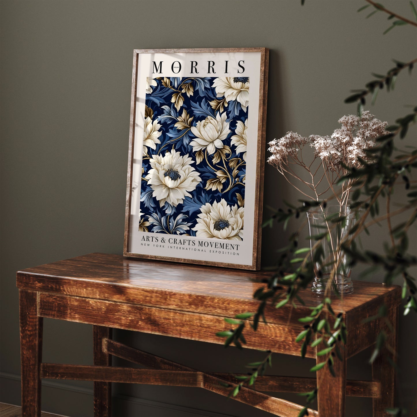 Navy Blue Botanical William Morris Poster