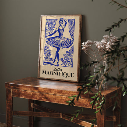 Blue Ballet Ballerina Dance Poster