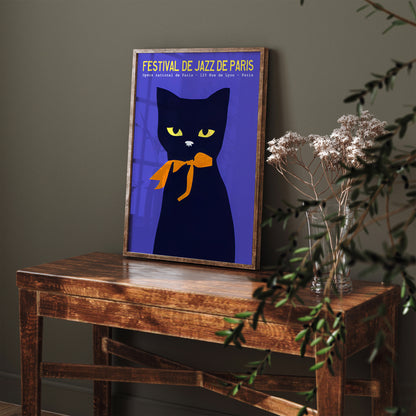 French Jazz Festival Cat Poster