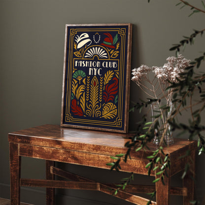 Fashion Club New York City Poster, Art Deco Gatsby Style Print