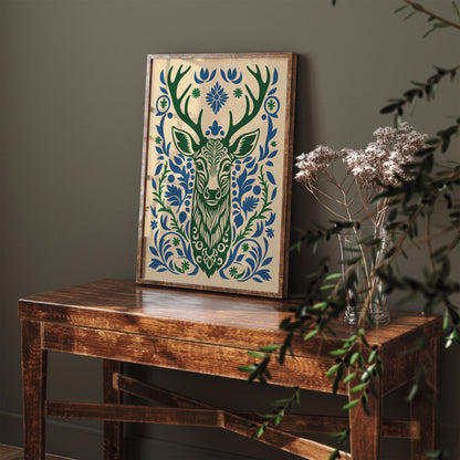 Deer Portrait Farmhouse Wall Art Print