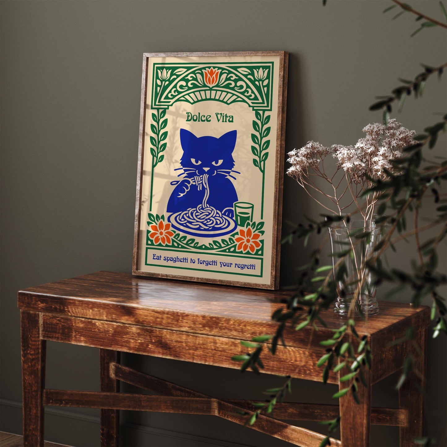 Eat Spaghetti Poster – Funny Kitchen Wall Art