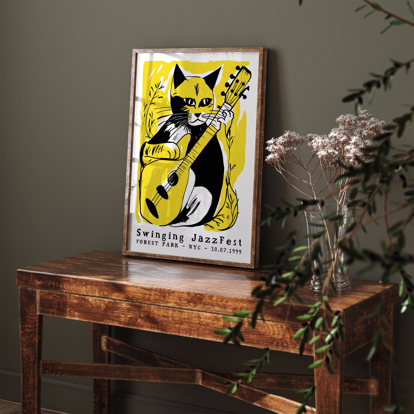 NYC Jazz Fest - Yellow Cat Wall Art Poster