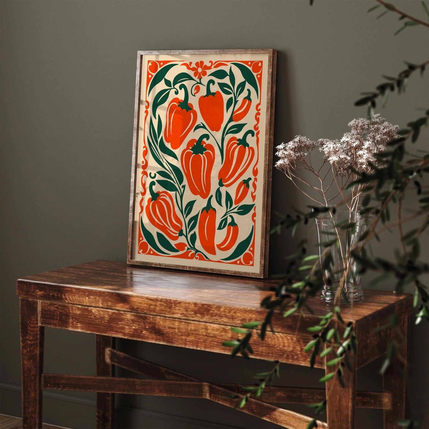 Orange Peppers - Farmhouse Kitchen Art Print