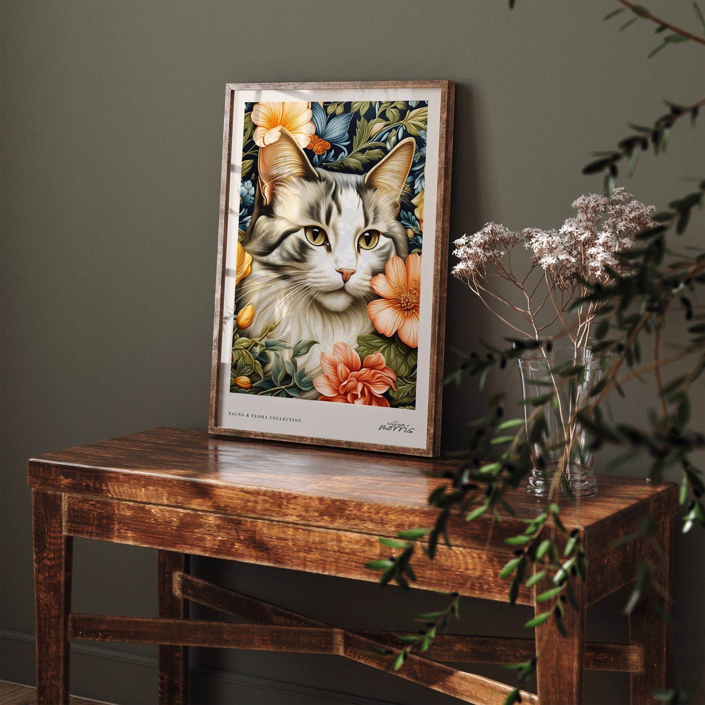 Floral Feline Elegant Cat Poster