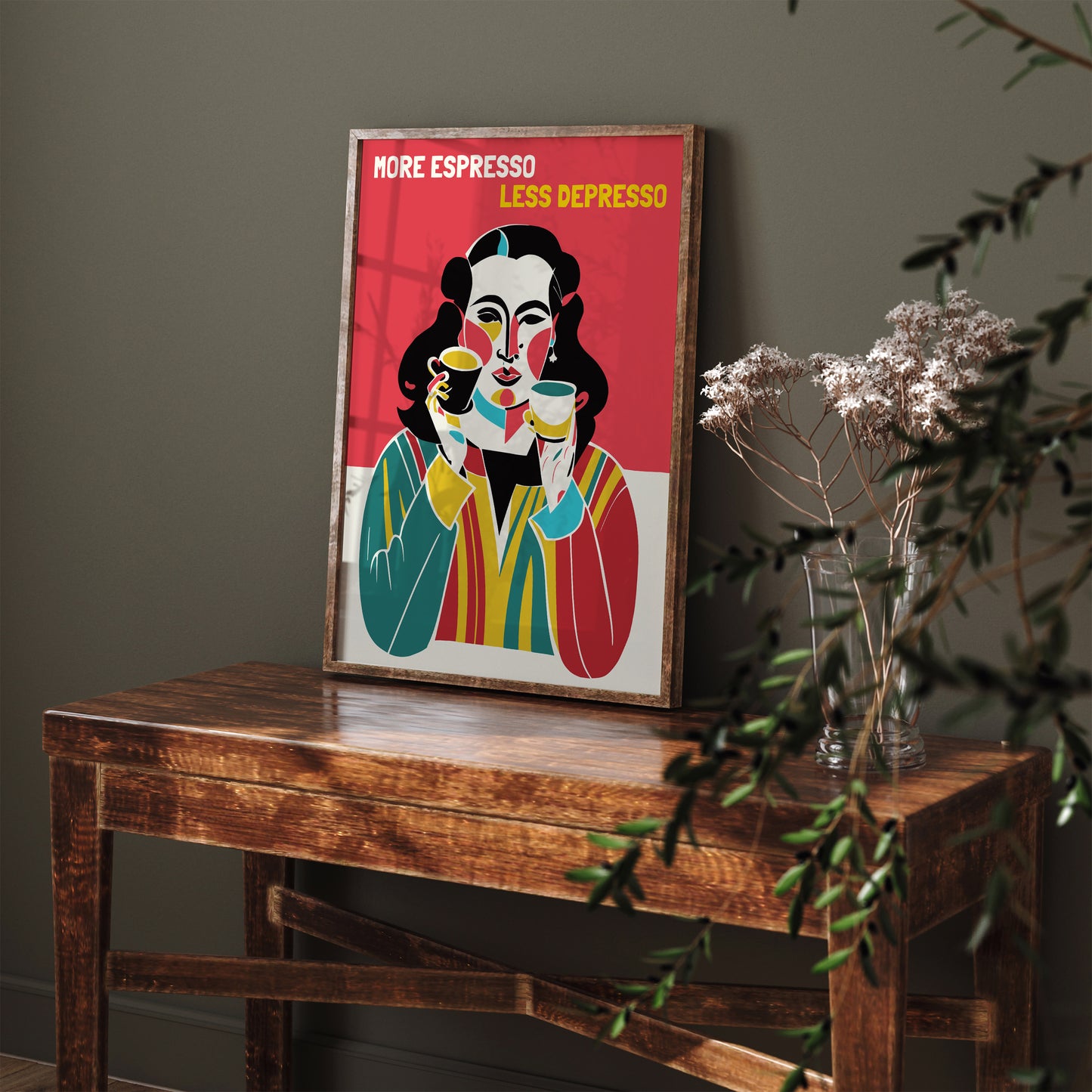 More Espresso Less Depresso Coffee Poster