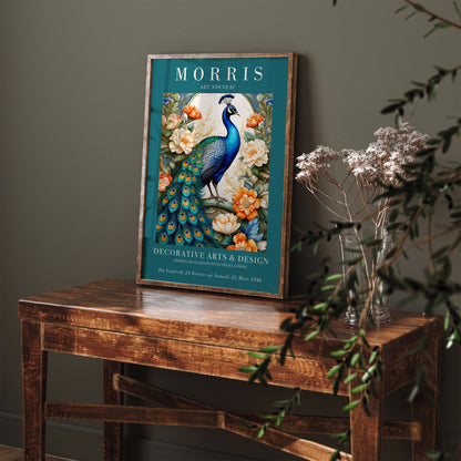 Peacock Colorful Victorian Botanical Poster