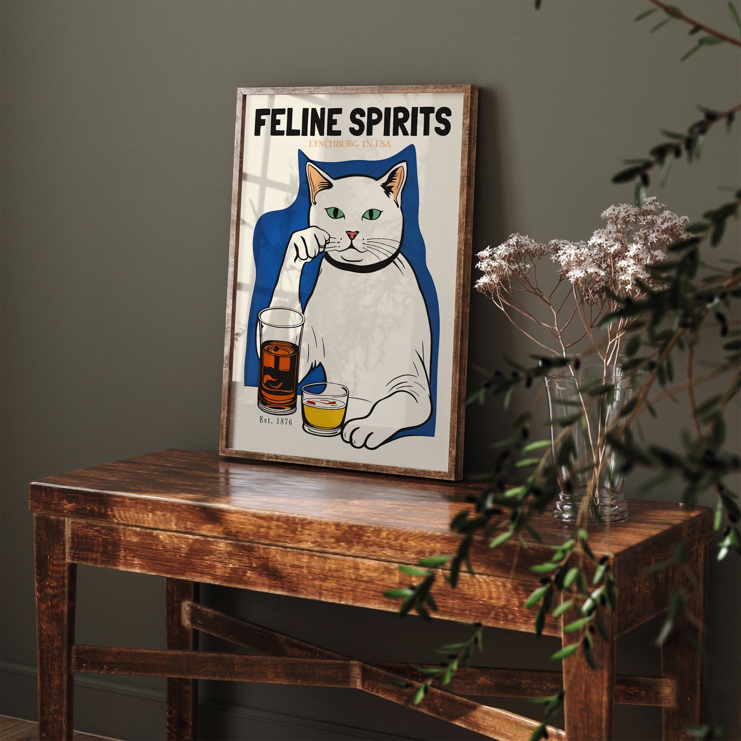 Feline Spirits 1876 USA Whisky Poster