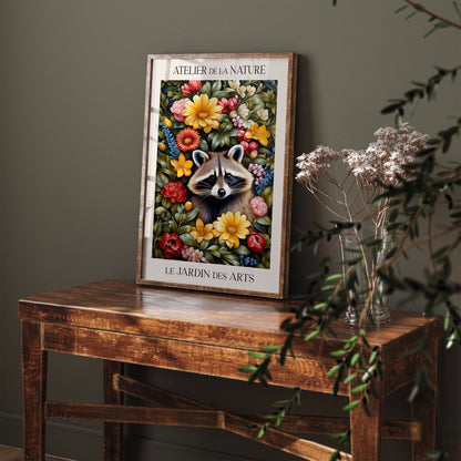 Cute Racoon Art Print inspired by William Morris