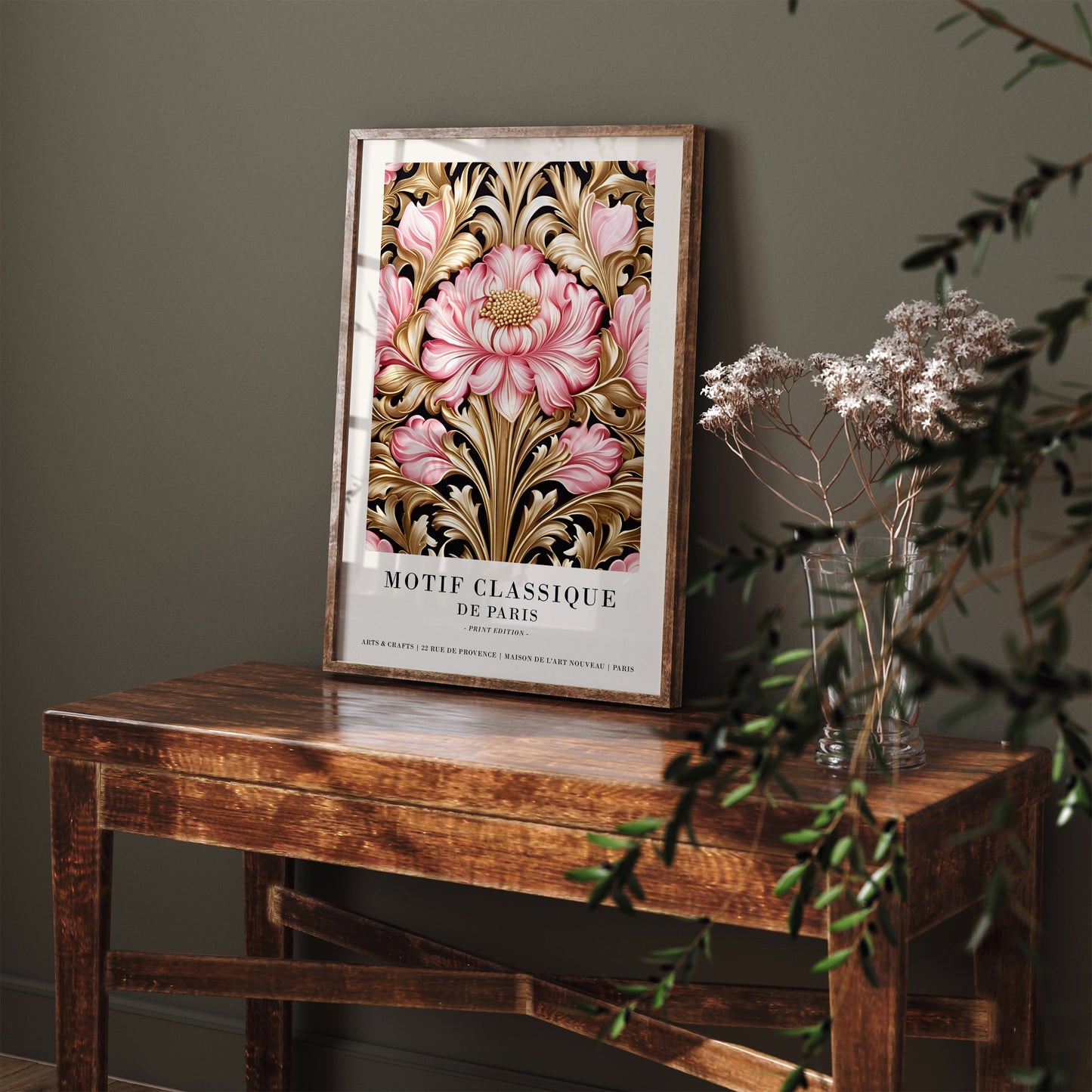 Pink William Morris Floral Wall Art