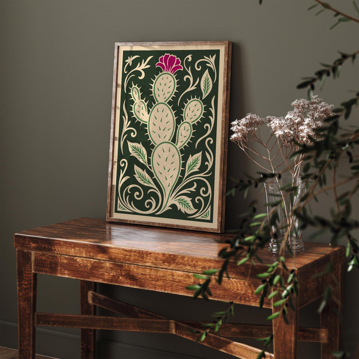 Green Abstract Cactus Poster