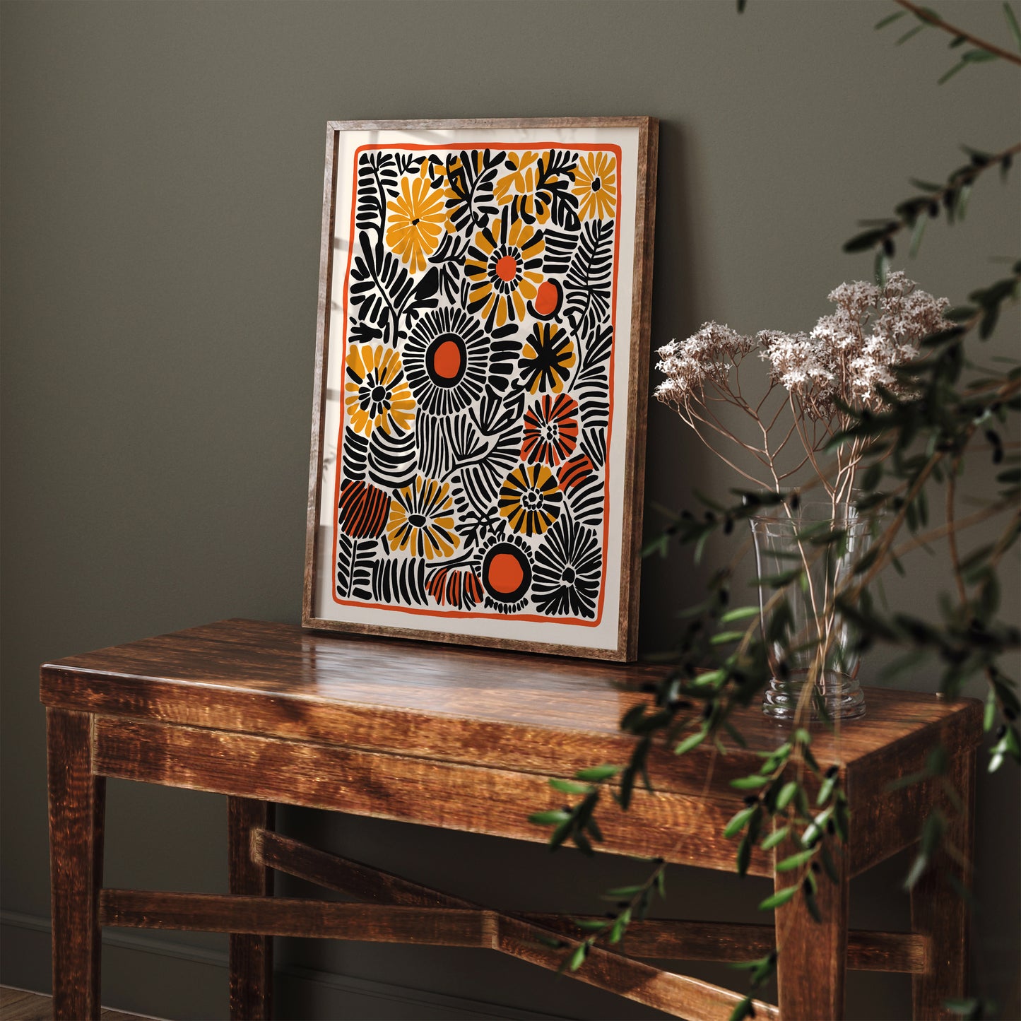 Retro Abstract Floral Poster