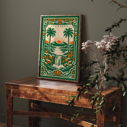 California Green Landscape Poster Print