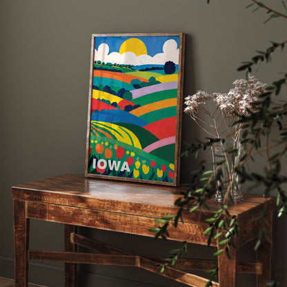 Retro Iowa Art Print - Classic Travel Wall Art