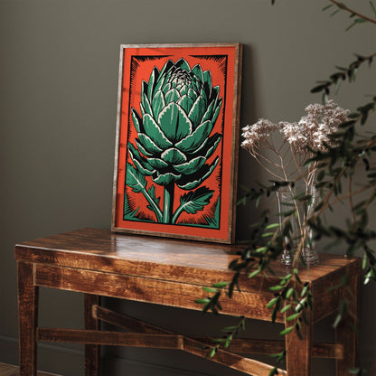 Red Vintage Artichoke Wall Art