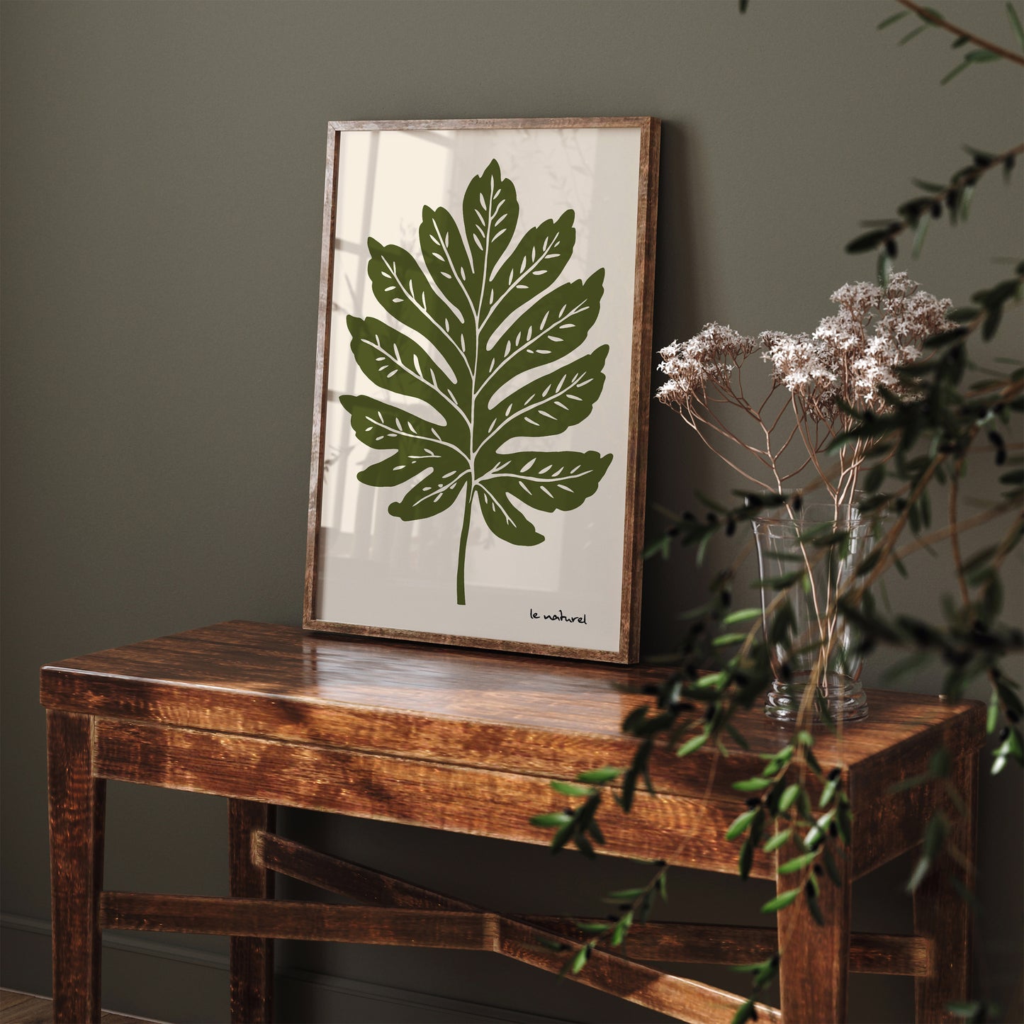 Le Naturel Green Vintage Leaf Poster