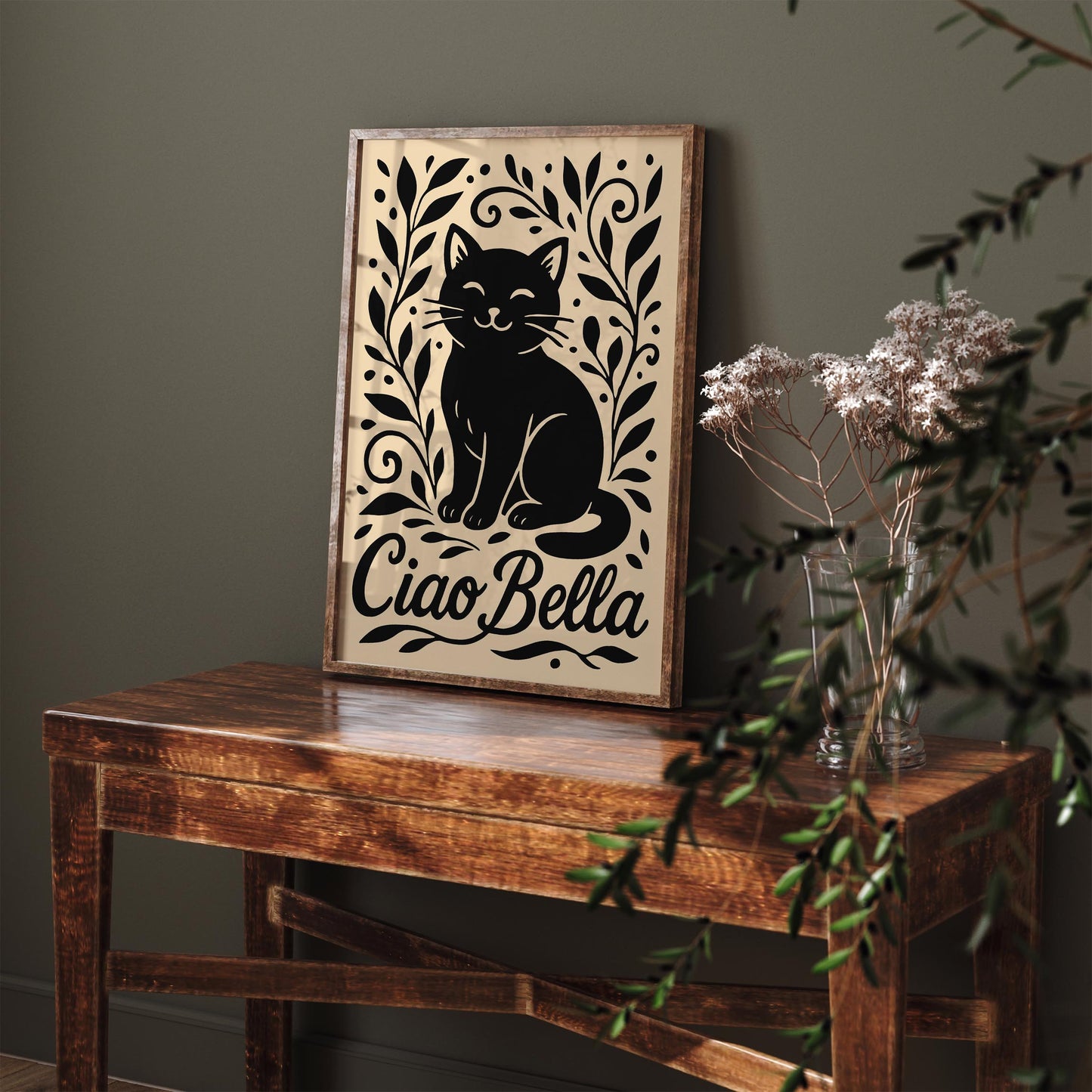 Ciao Bella Poster - Black Cat Wall Art - Cute Animal Print