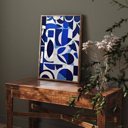 Blue Indigo Shapes Abstract Wall Art