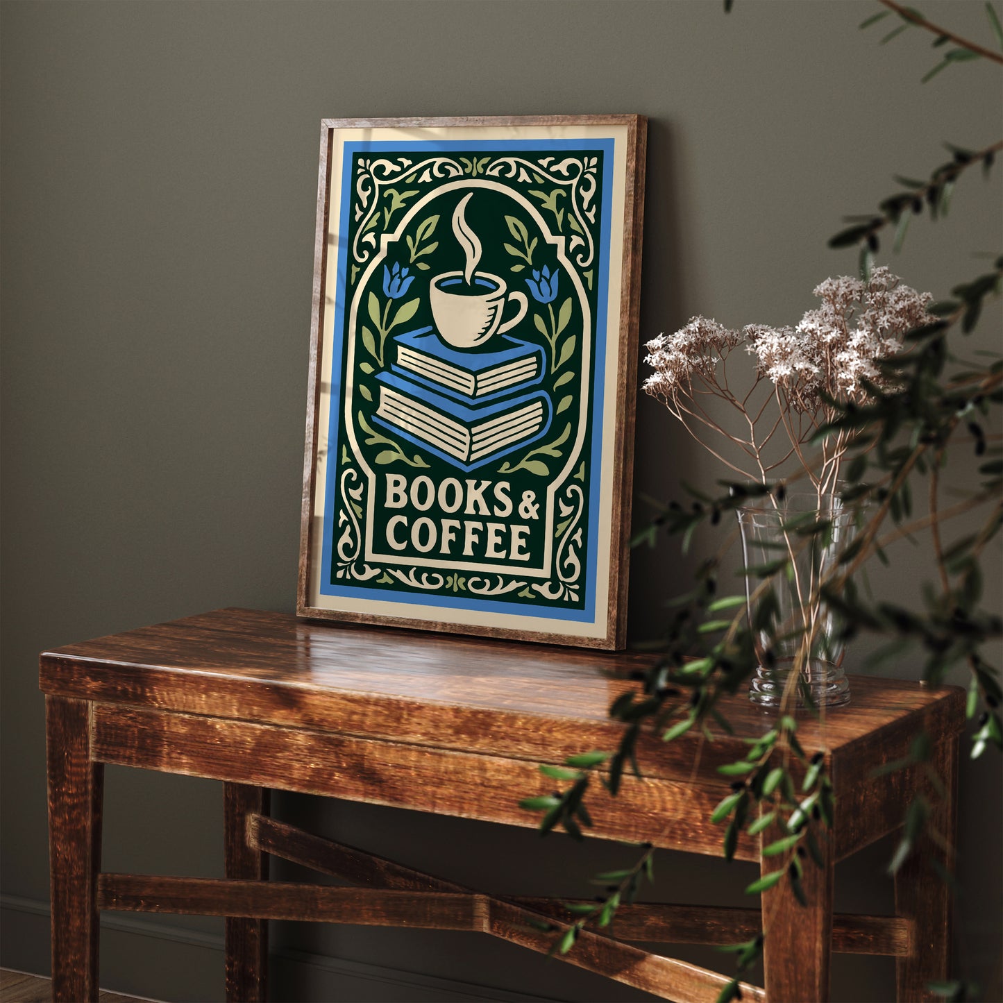 Books & Coffee Poster - Literary Art Print