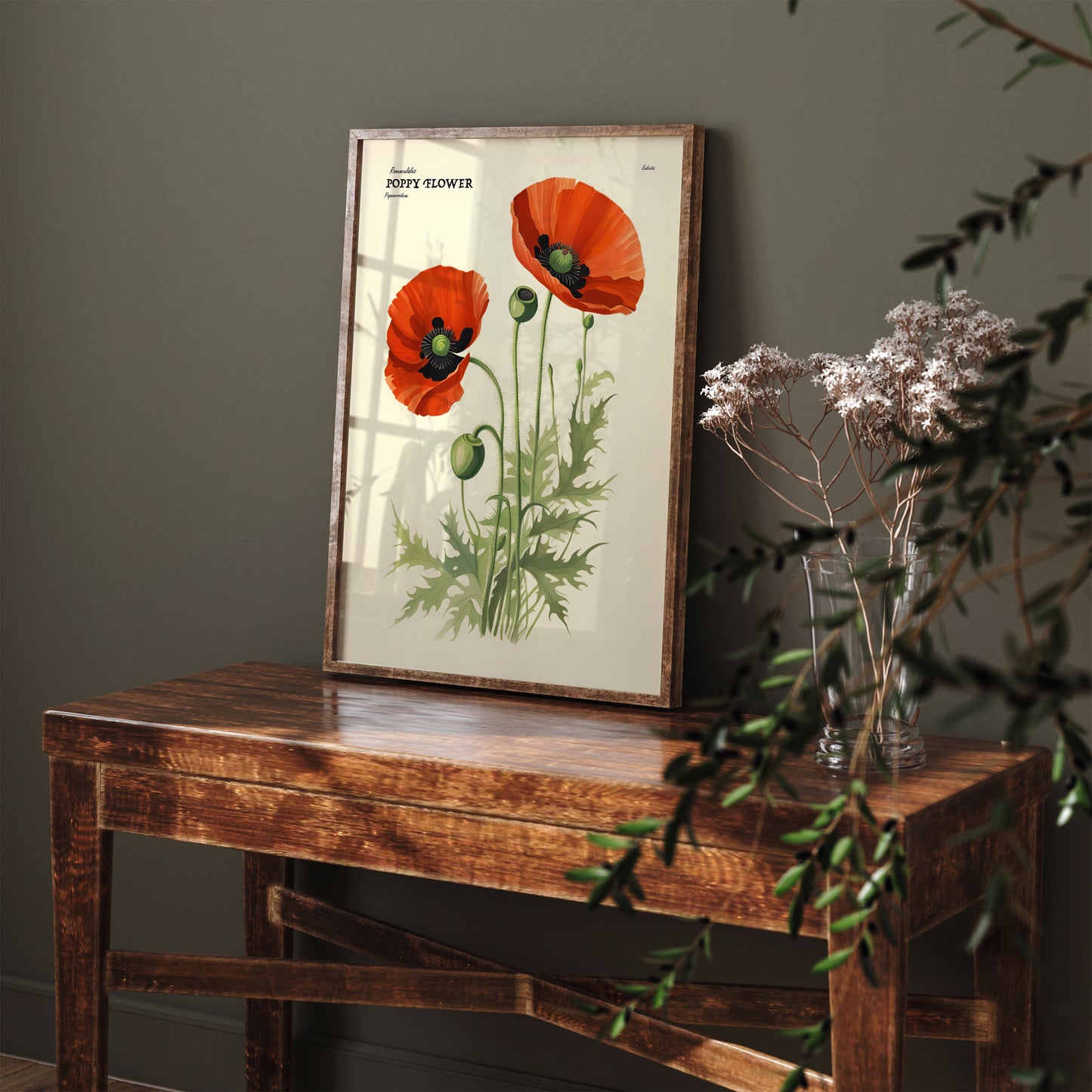 Poppy Flower Illustrated Floral Poster