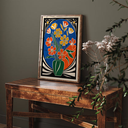 Art Deco Bouquet of Flowers Art Print