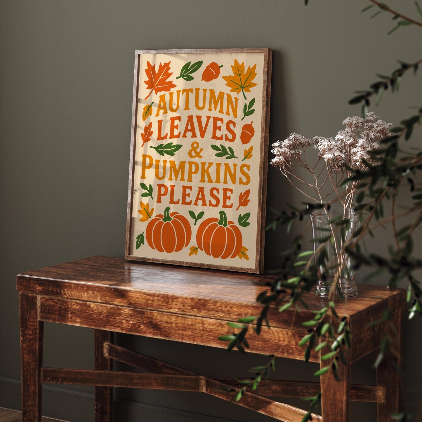 Autumn Leaves & Pumpkins Please Poster
