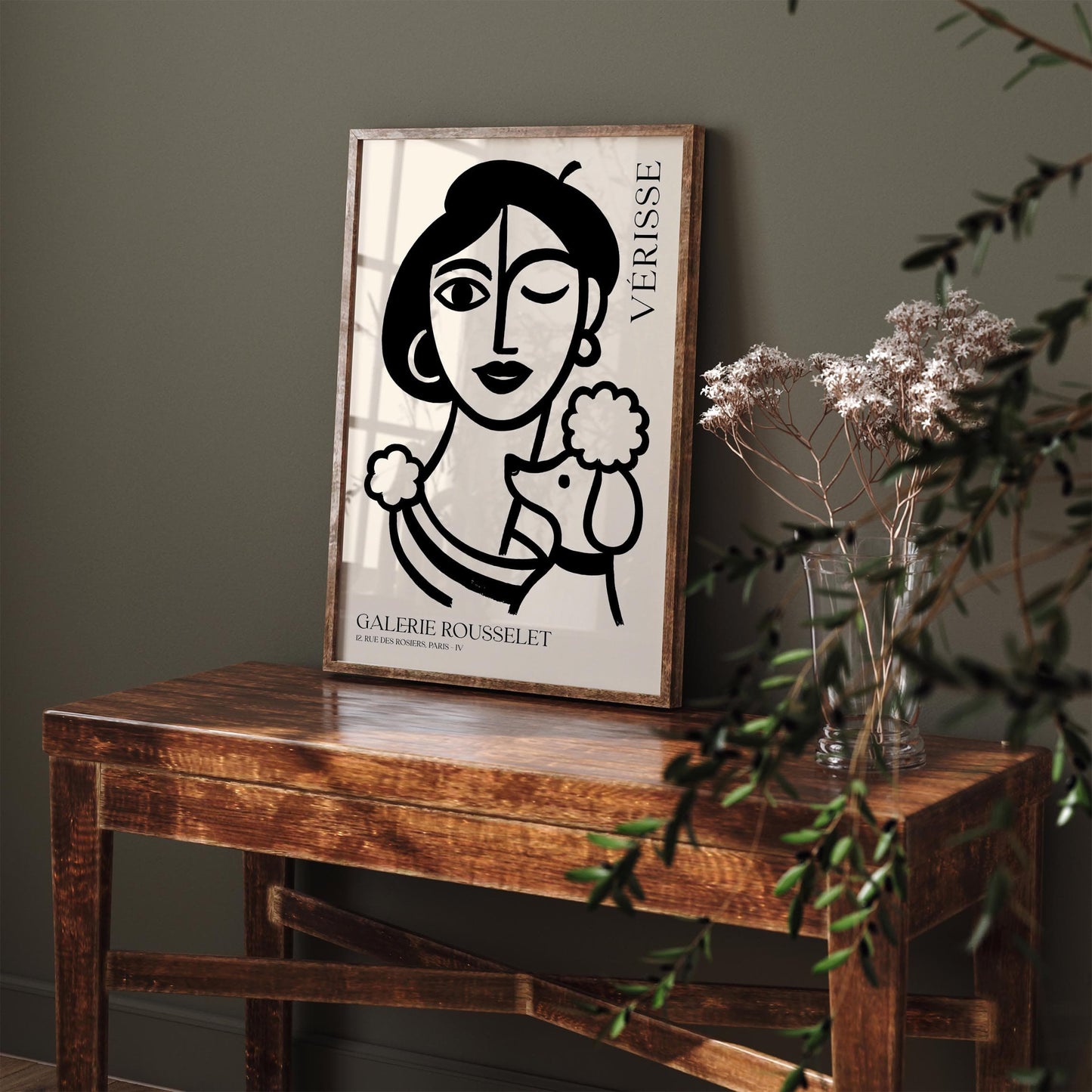 French Girl with Poodle – Black Ink Galerie Rousselet Poster