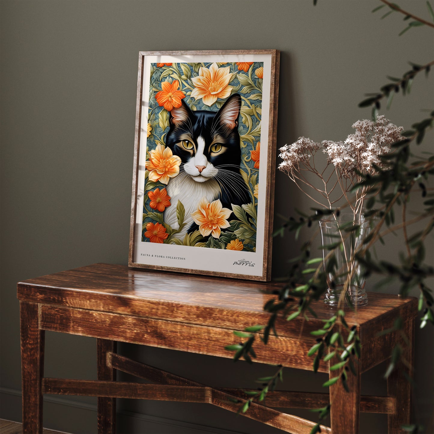 Cat’s Whiskers in a Floral Paradise Poster