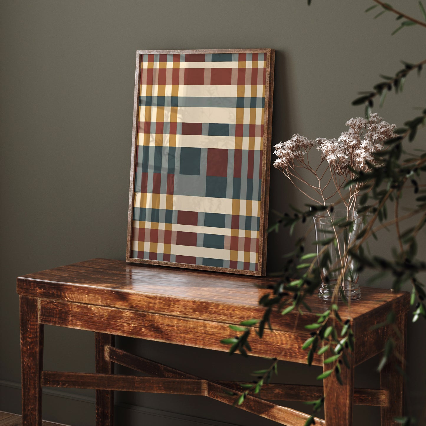 Checkered Abstract Art Print - Cottage House Style