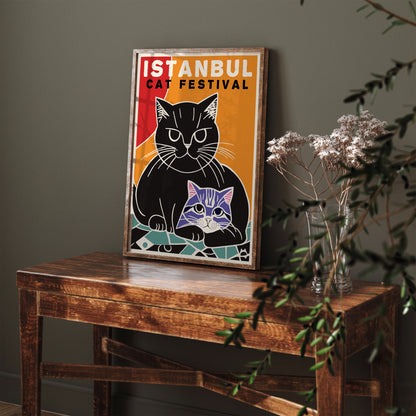 Istanbul Cat Festival Vintage Poster