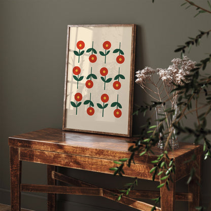 Minimalist Mid Century Flowers Print