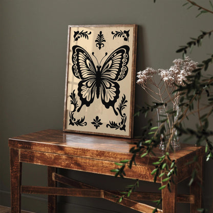 Black Butterly Eclectic Wall Art Print