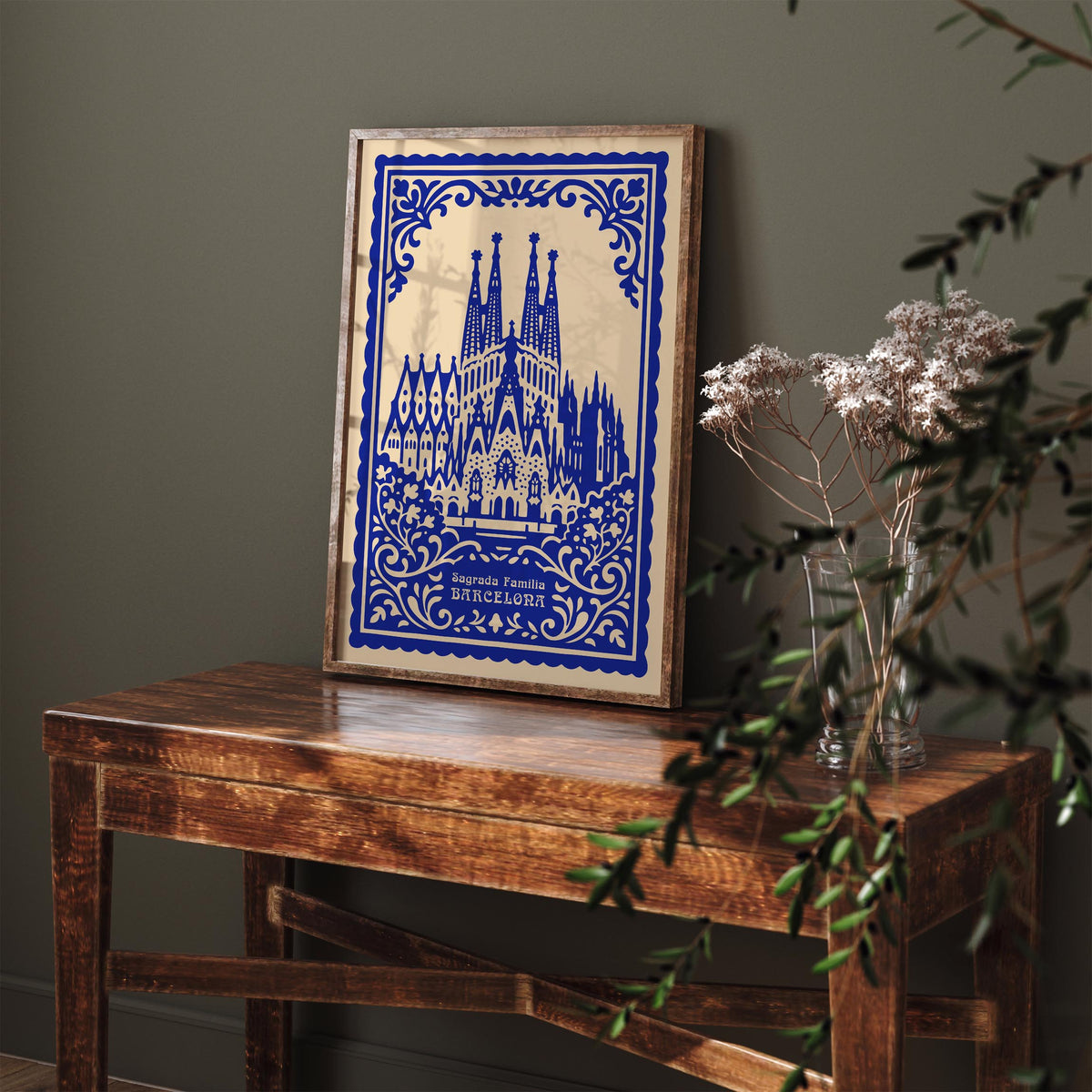 Sagrada Familia Barcelona Blue Poster