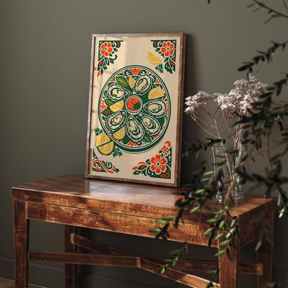 Oyster Plates Kitchen Poster