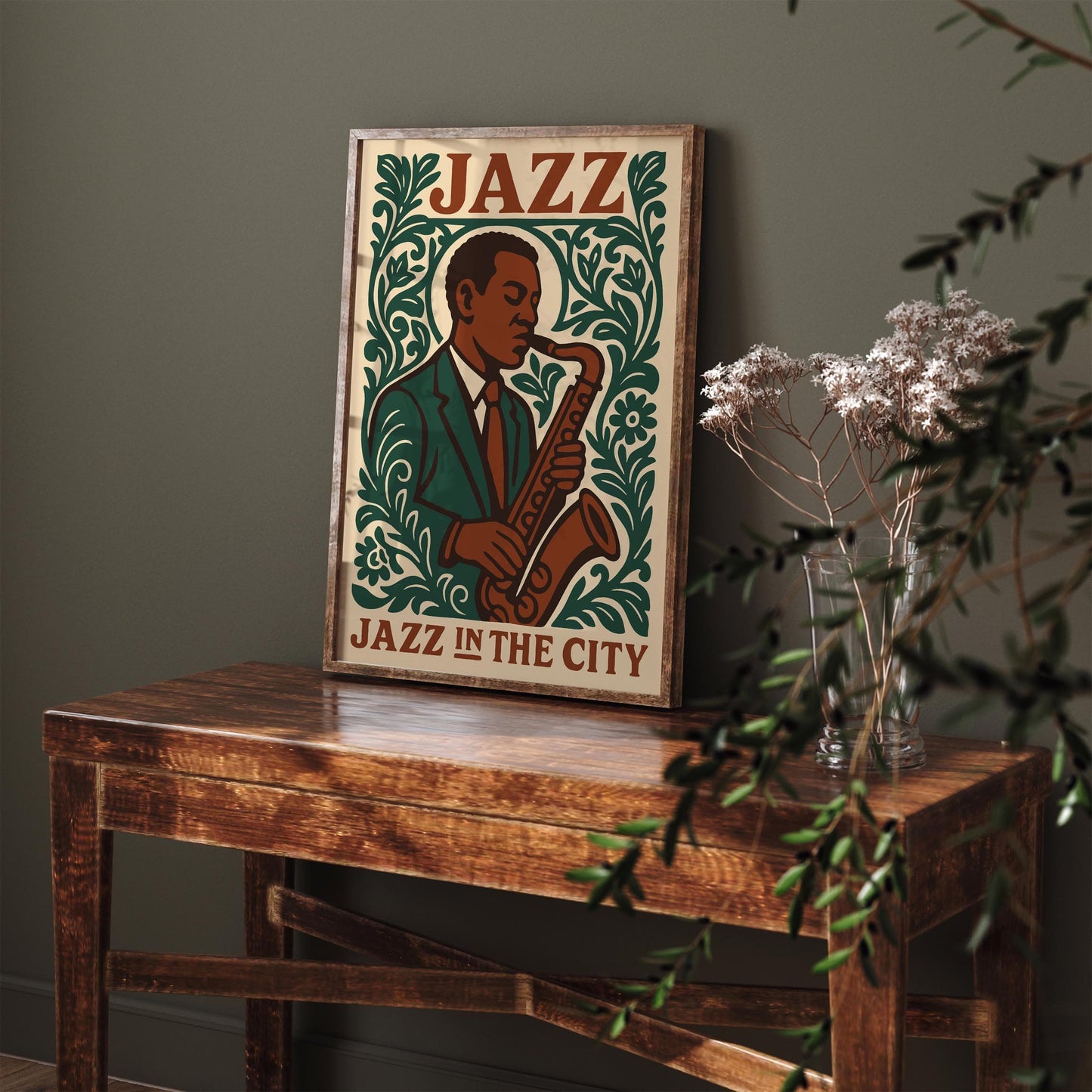 Jazz In The City Poster - Musician Portrait Wall Art