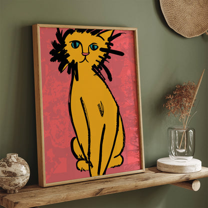Quirky Cat 80s Poster