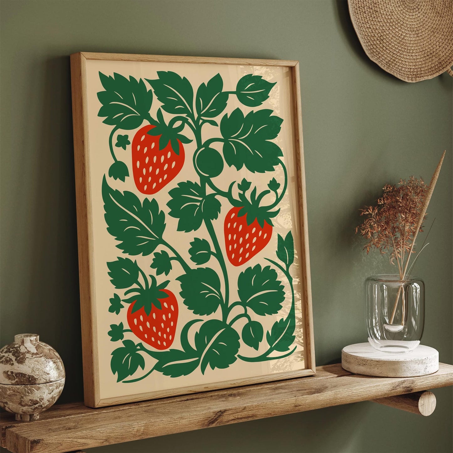 Strawberries Art Print – Farmhouse Kitchen Wall Decor