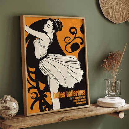 Belles Ballerines Orange Retro Art Print