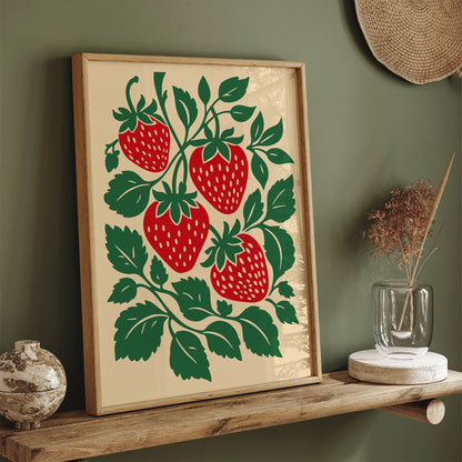 Rustic Strawberries Poster