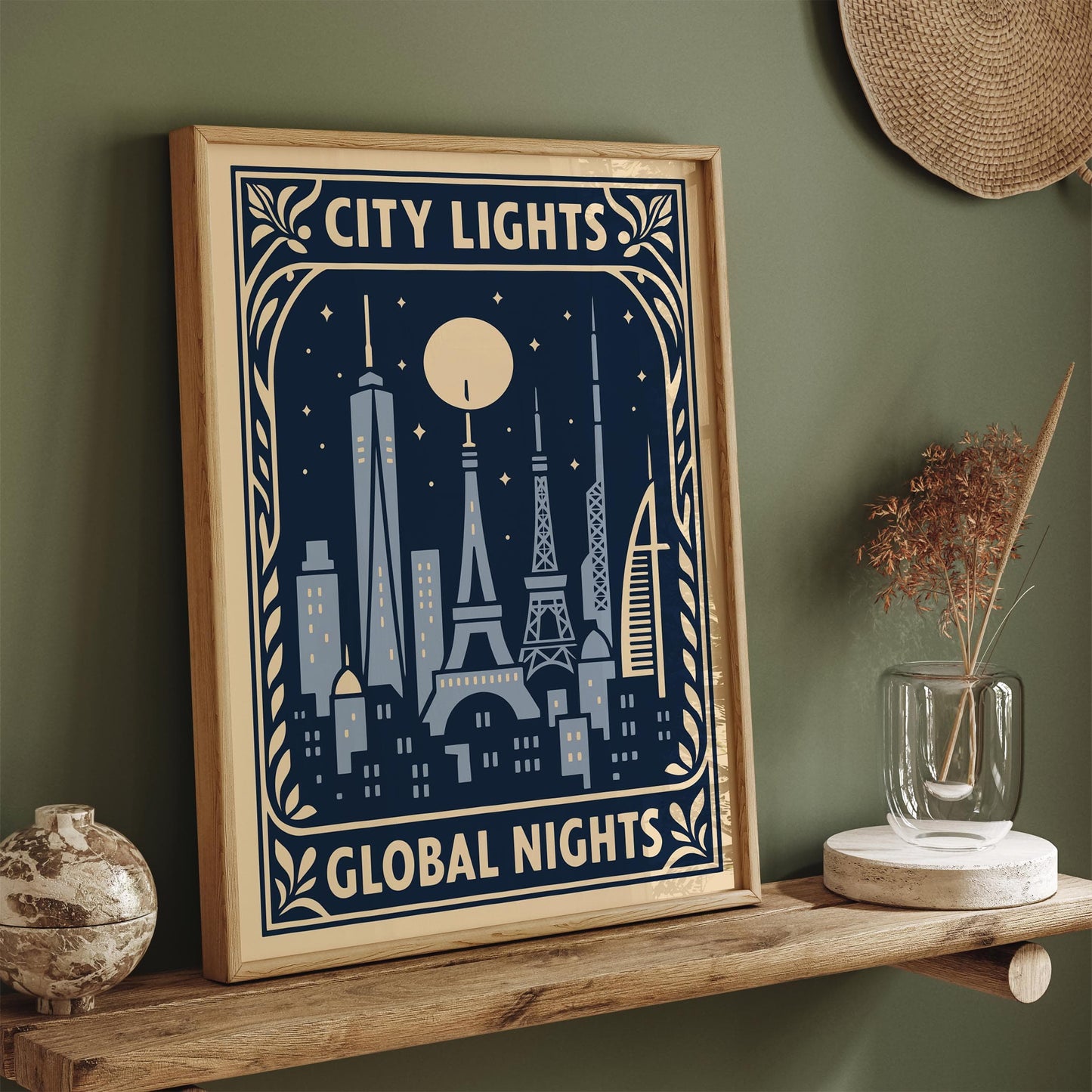 City Lights Global Nights Poster - Travel Wall Art