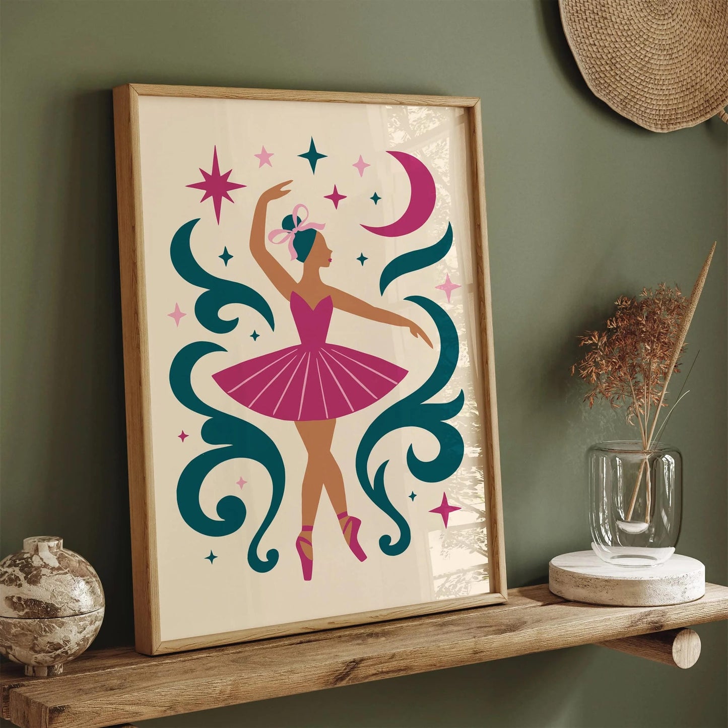 Cute Ballerina Art Print for Nursery Wall Decoration