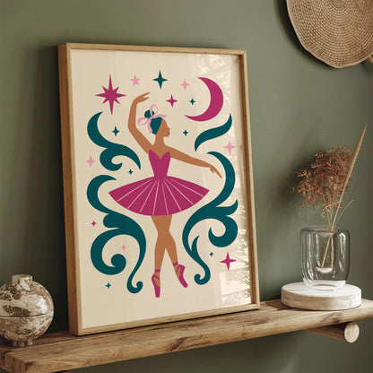 Cute Ballerina Art Print for Nursery Wall Decoration