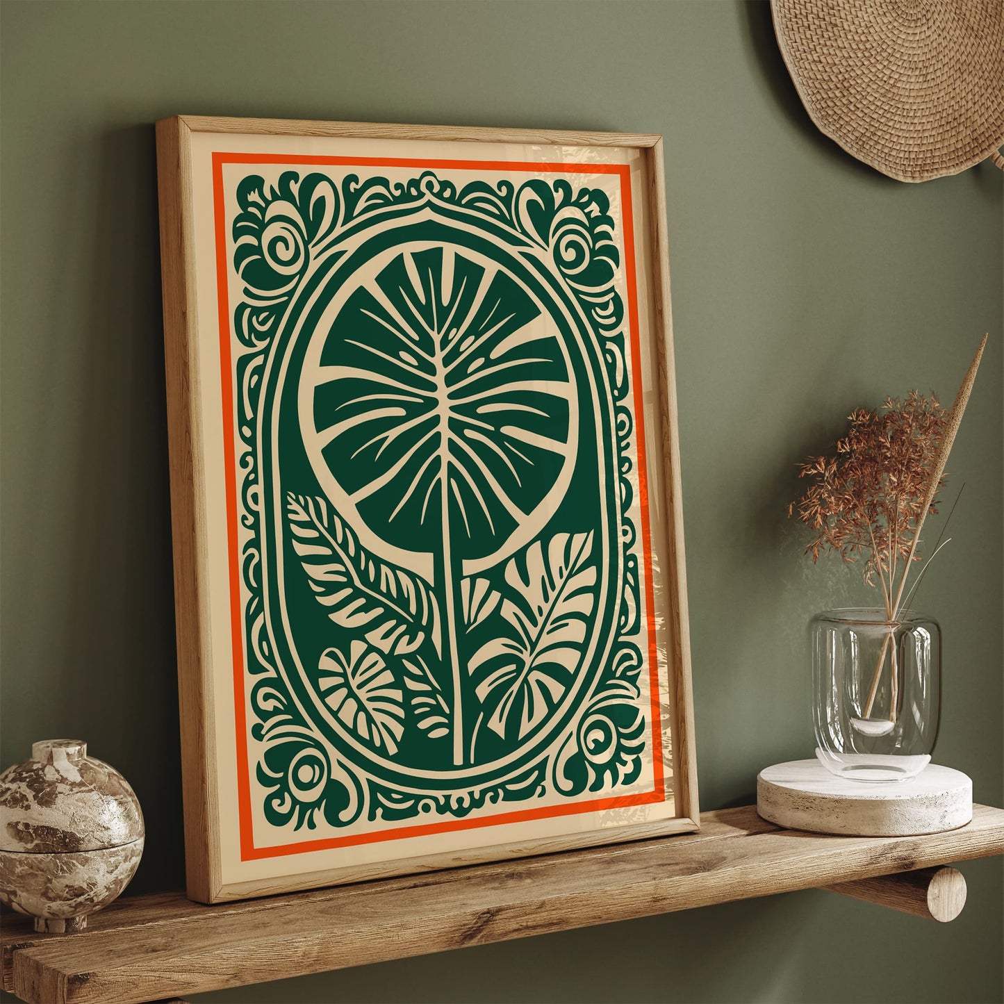 Retro Cut Outs Monstera Leaves Poster