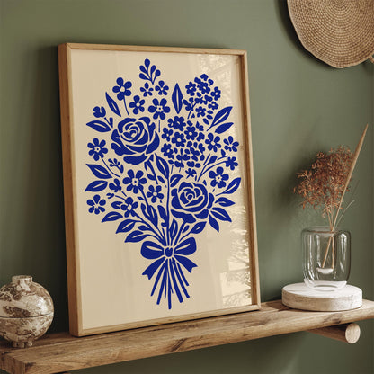 Blue Bouquet of Flowers Poster