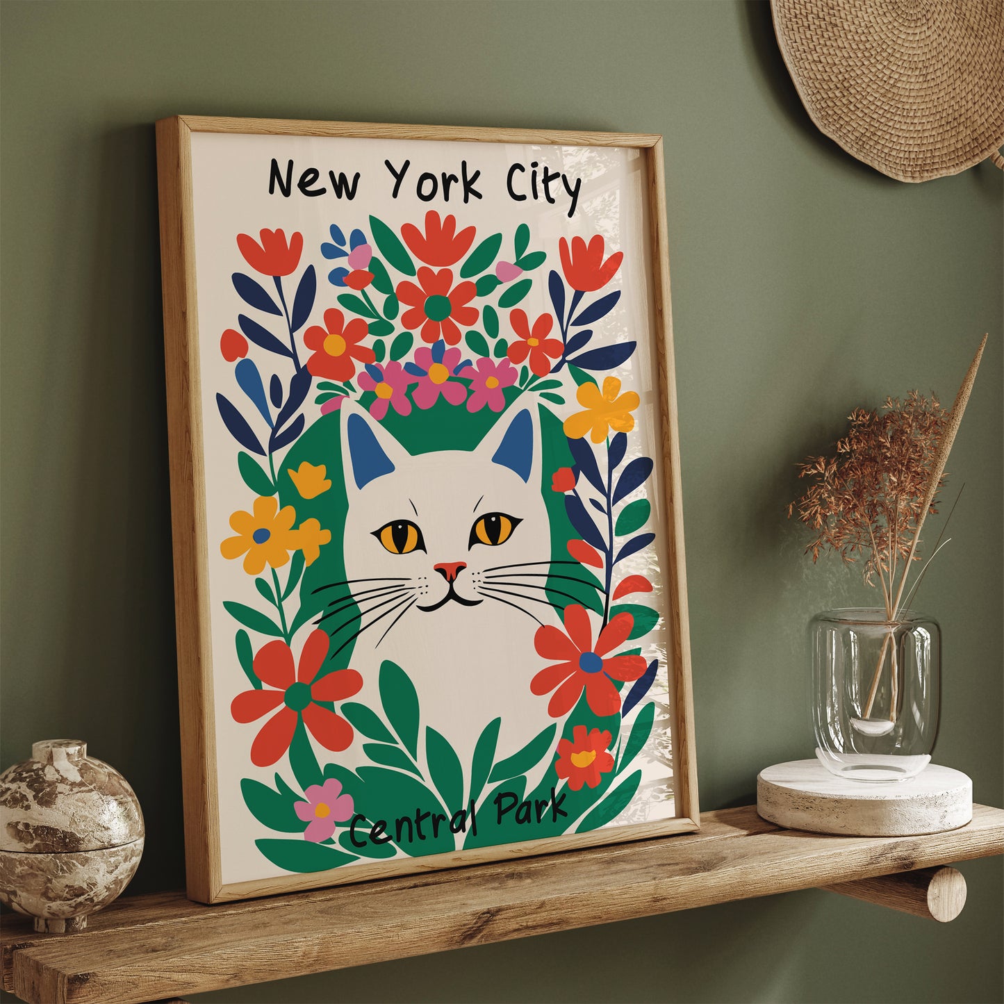 New York City Central Park Cat Poster