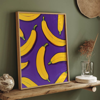 Cute Bananas Purple Wall Art Print