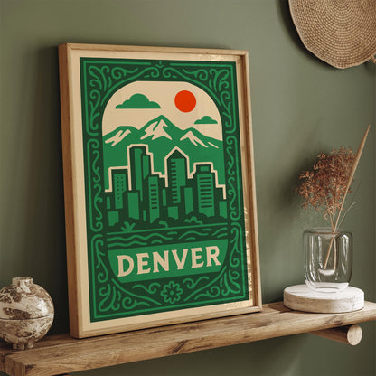 Denver Cityscape Poster - Green Colorado Wall Art