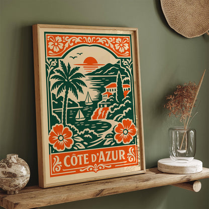 Côte d’Azur Coastal Landscape Travel Poster