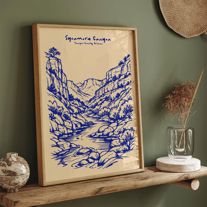 Sycamore Canyon Arizona Poster – Blue Travel Wall Art