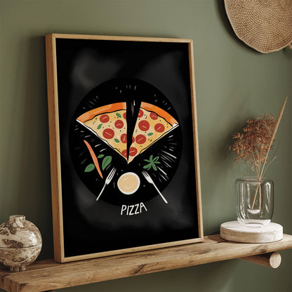 Pizza Kitchen Black Wall Art